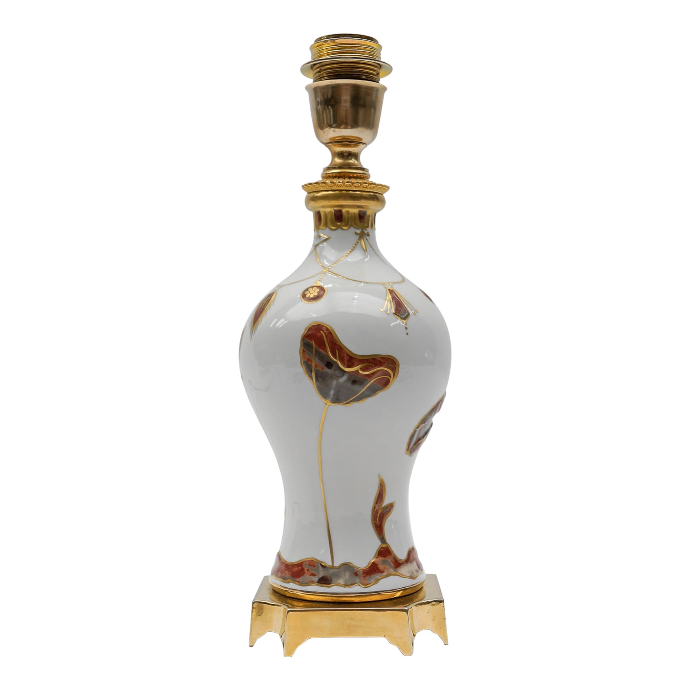 Sevres Modele et Decoration Exclusive a la Main Base de lámpara de mesa hecha a mano, años 60