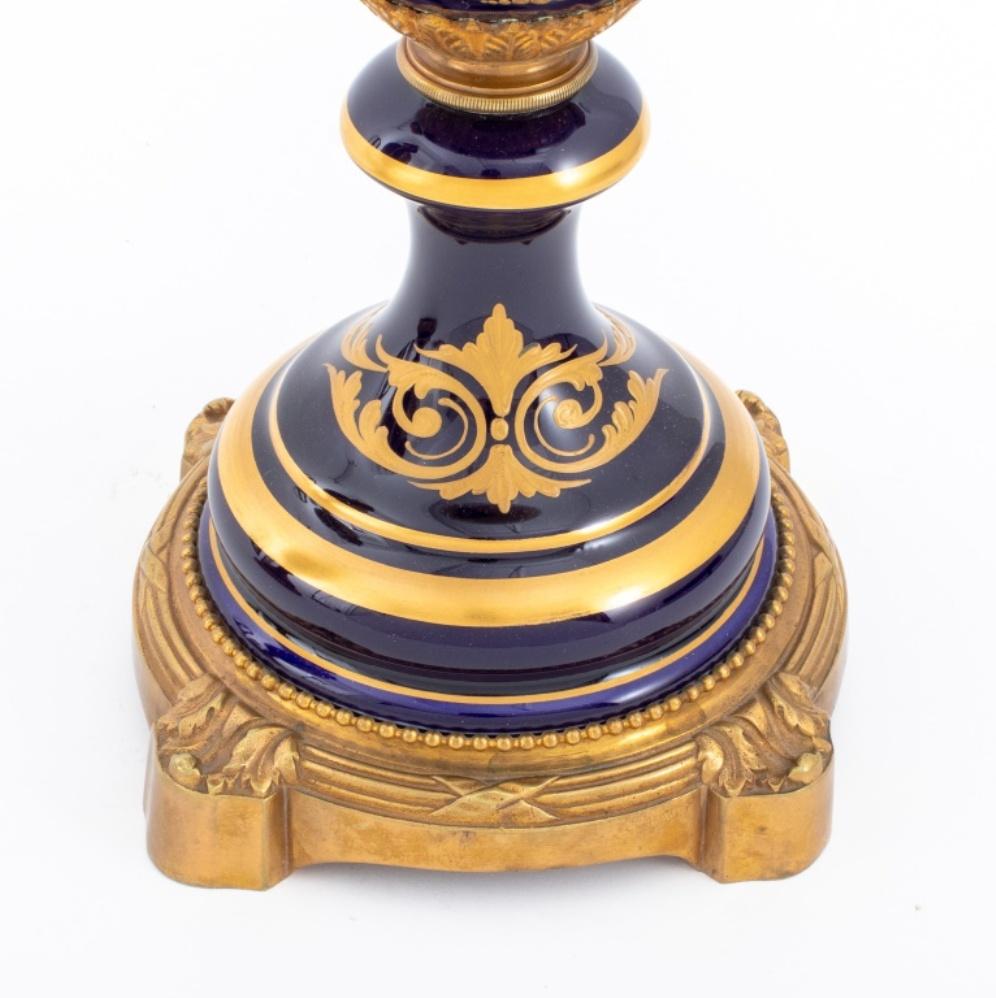 Sevres Ormolu Mounted Cobalt Porcelain Urns, Pair 3