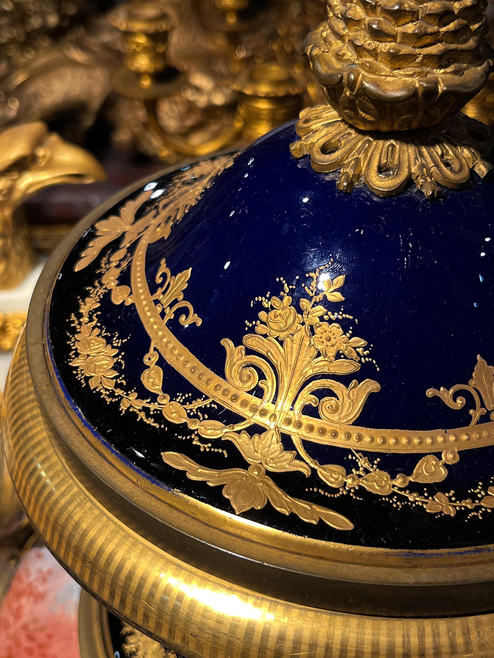 Sevres Ormolu-Mounted Covered Vase of Cupid and Cherubs For Sale 2