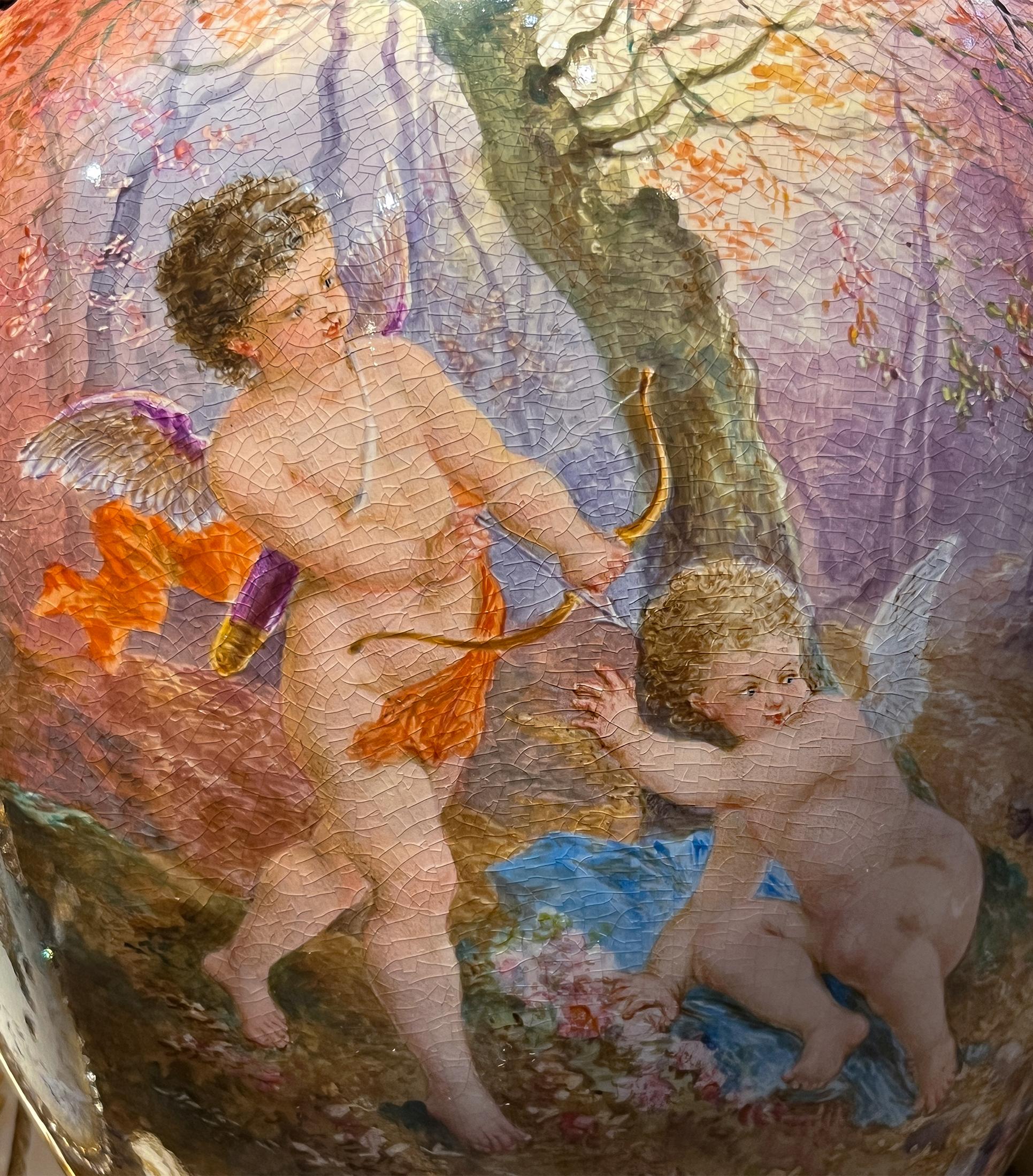 Sevres Ormolu-Mounted Covered Vase of Cupid and Cherubs In Good Condition For Sale In New York, NY