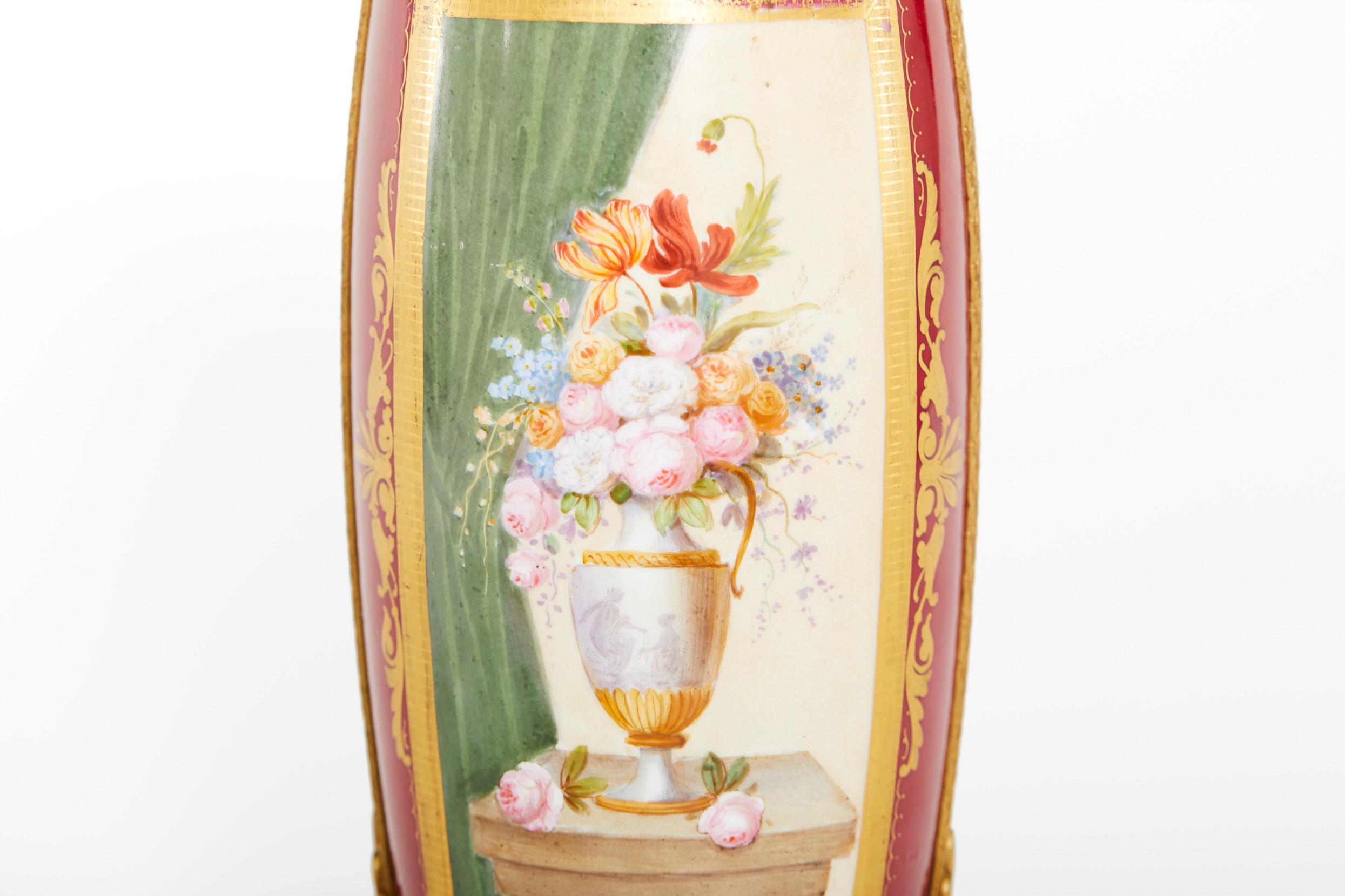 Louis XVI Sevres Ormolu Mounted Porcelain Vase For Sale