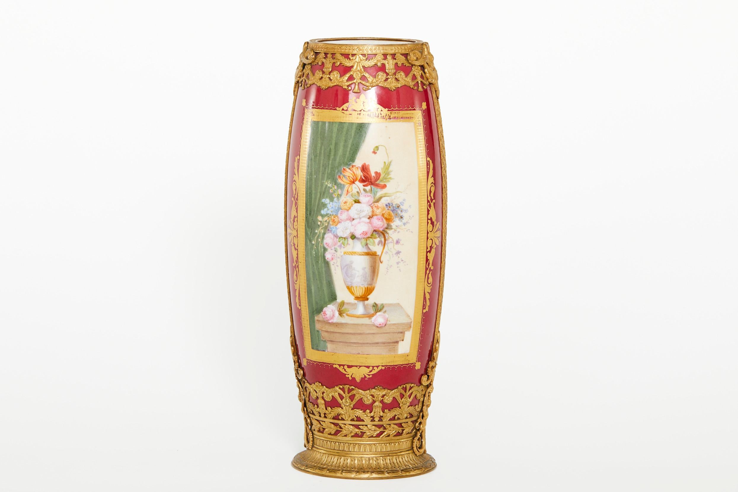 Sevres Ormolu Mounted Porcelain Vase For Sale 1