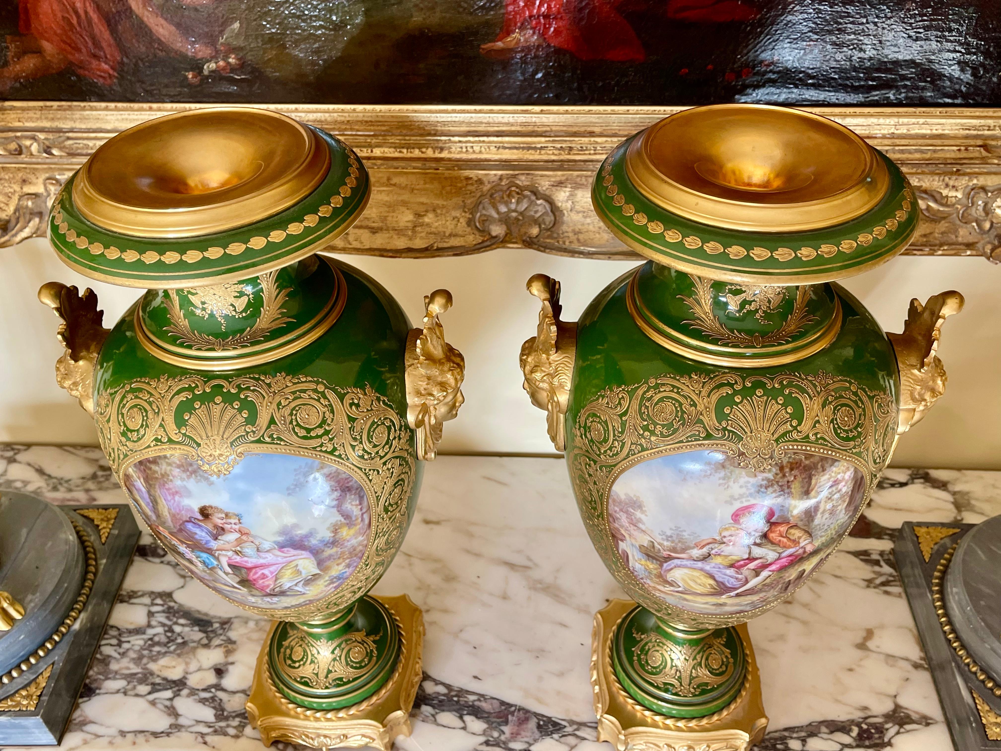Sèvres - Pair Of Porcelain & Bronze Vases 4