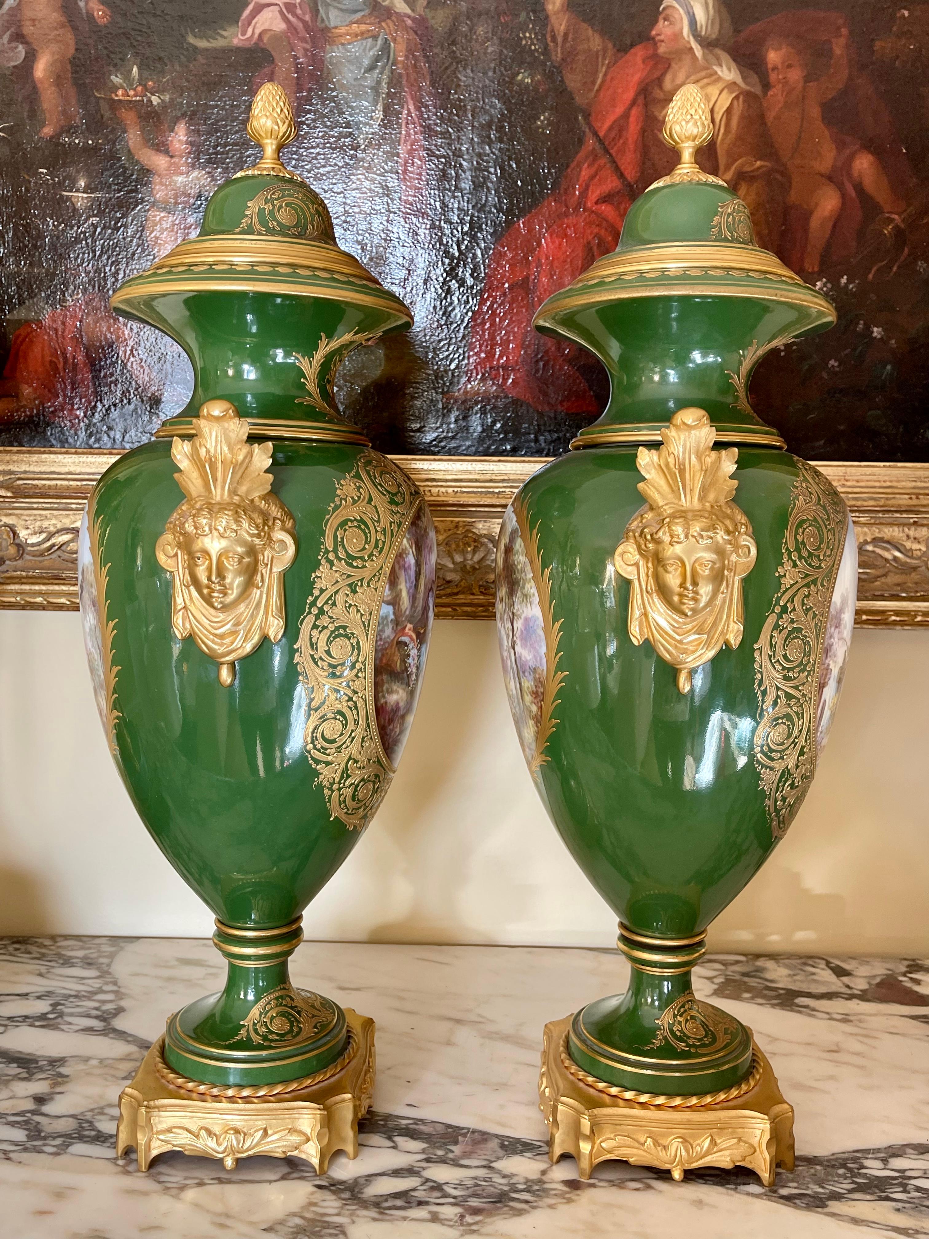 Sèvres - Pair Of Porcelain & Bronze Vases 13