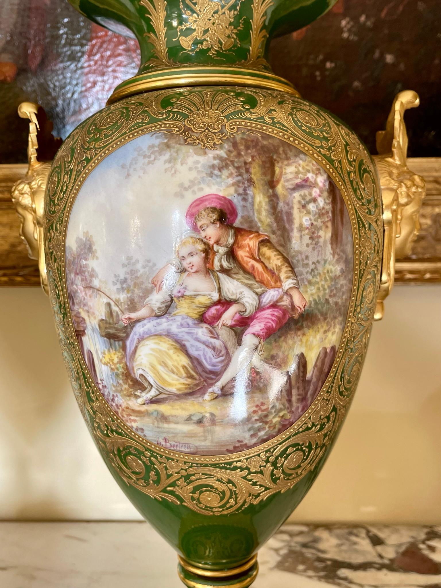 Sèvres - Pair Of Porcelain & Bronze Vases 1