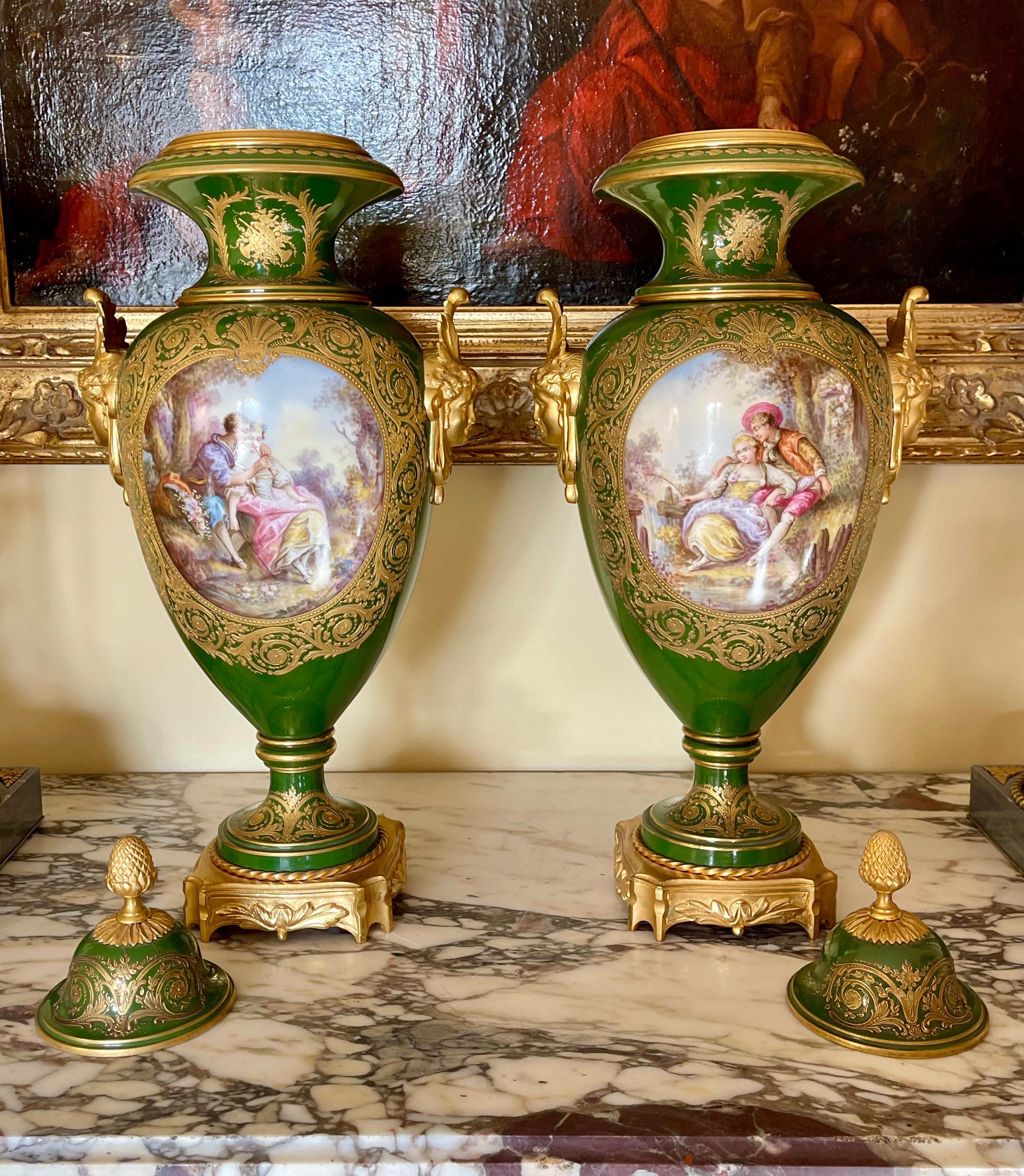 Sèvres - Pair Of Porcelain & Bronze Vases 3