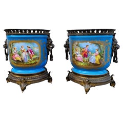 Sèvres, Pair Of Porcelain Planters, 19th Century