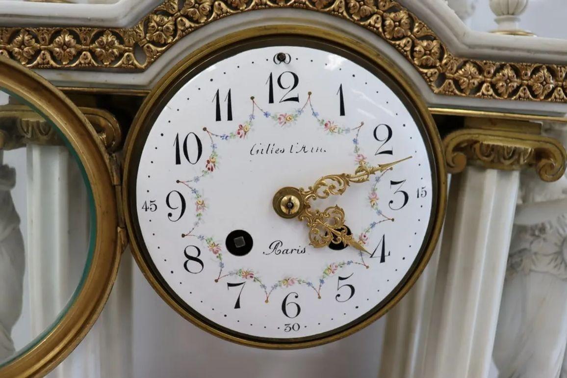 Sèvres Parian Attr, Louis XV, French Mantle Clock, Parian, Bronze, 19th Century For Sale 2