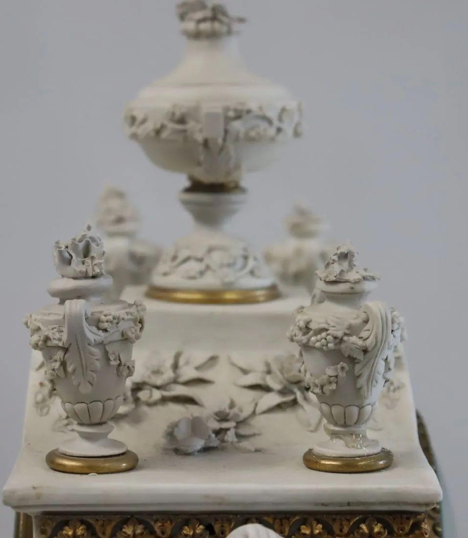 Sèvres Parian Attr, Louis XV, French Mantle Clock, Parian, Bronze, 19th Century For Sale 4