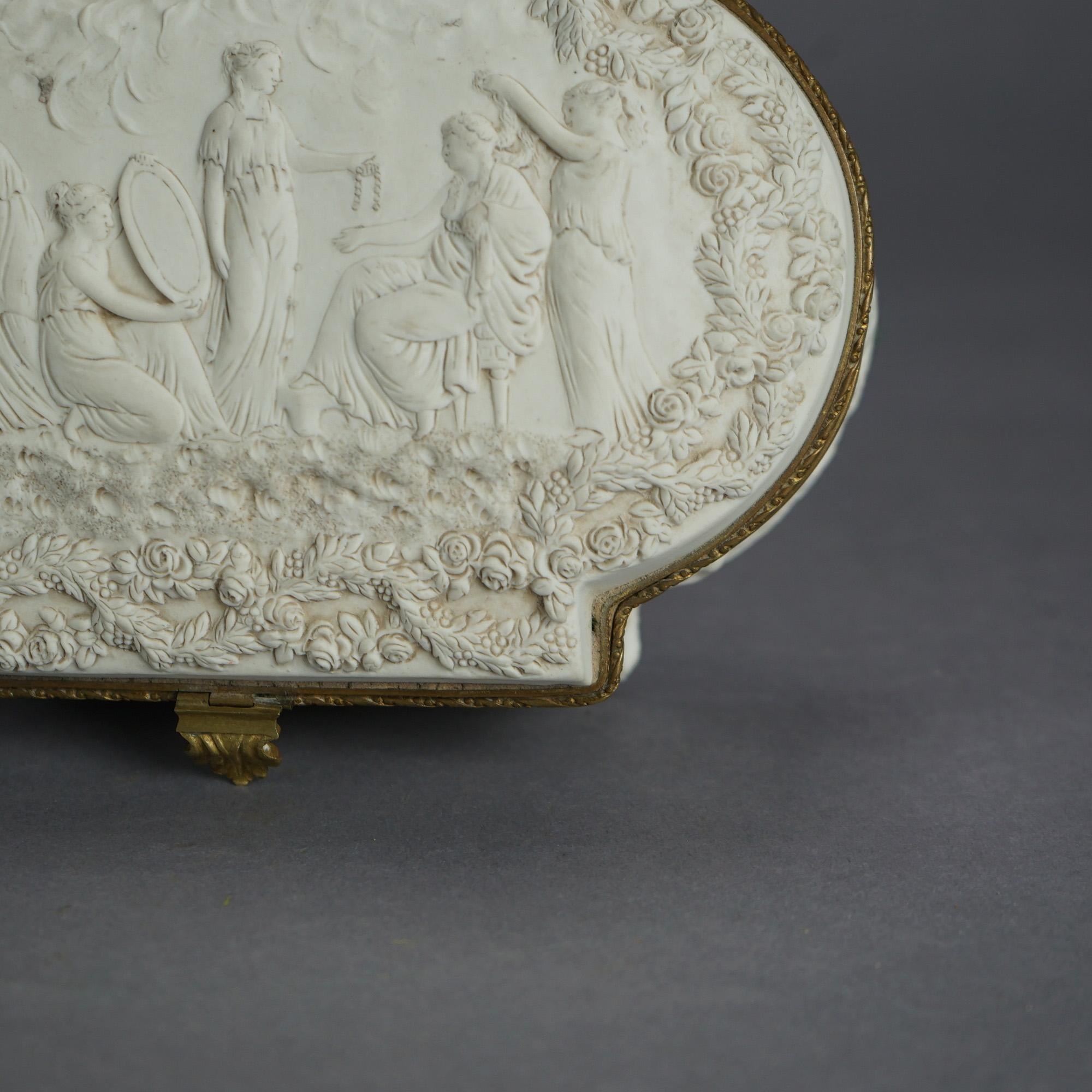 Sevres Parian Bridal Dresser Box, High Relief Classical Scene & Figures 19thC 5
