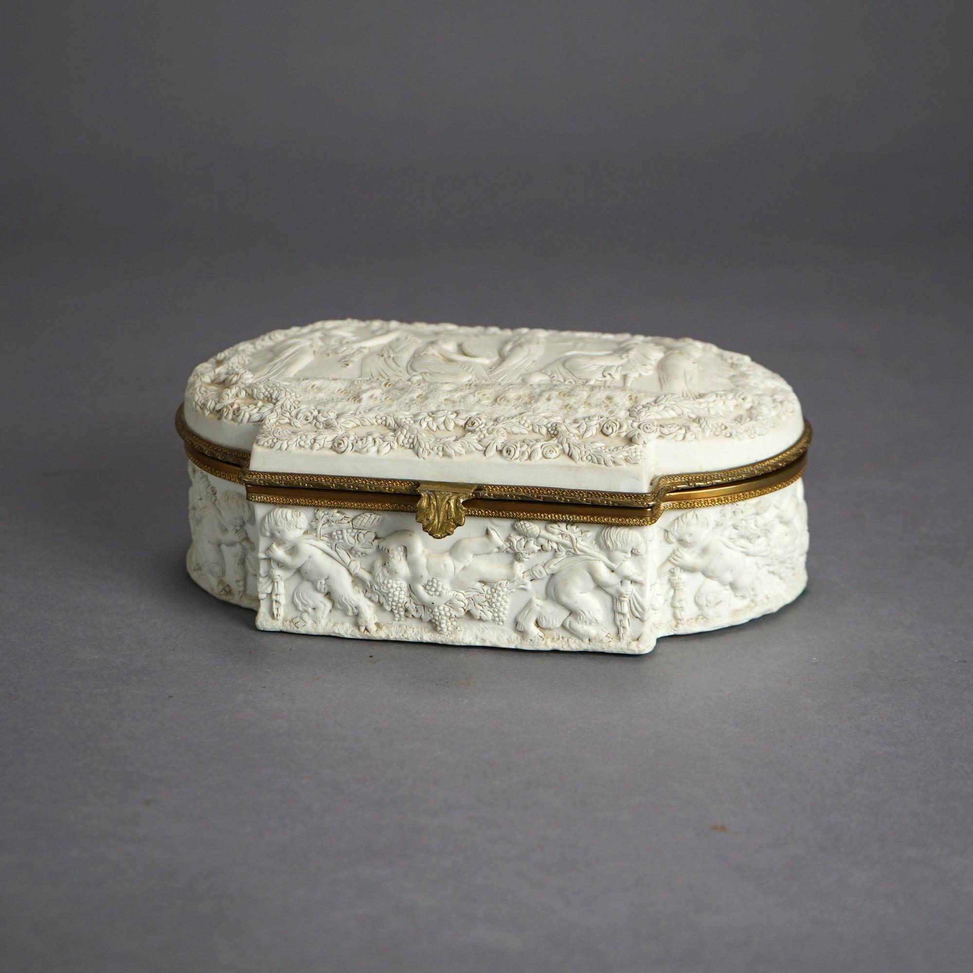 Sevres Parian Bridal Dresser Box, High Relief Classical Scene & Figures 19thC 6