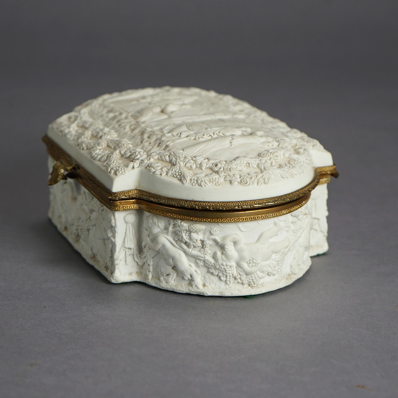 Sevres Parian Bridal Dresser Box, High Relief Classical Scene & Figures 19thC 7