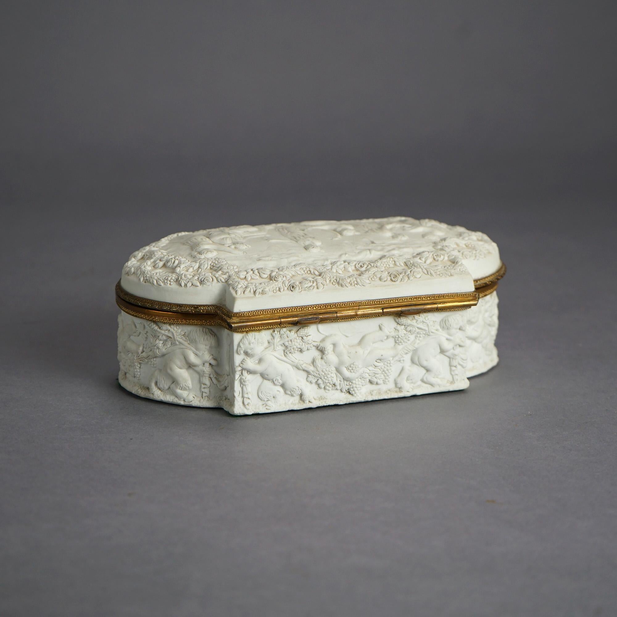 Sevres Parian Bridal Dresser Box, High Relief Classical Scene & Figures 19thC 8