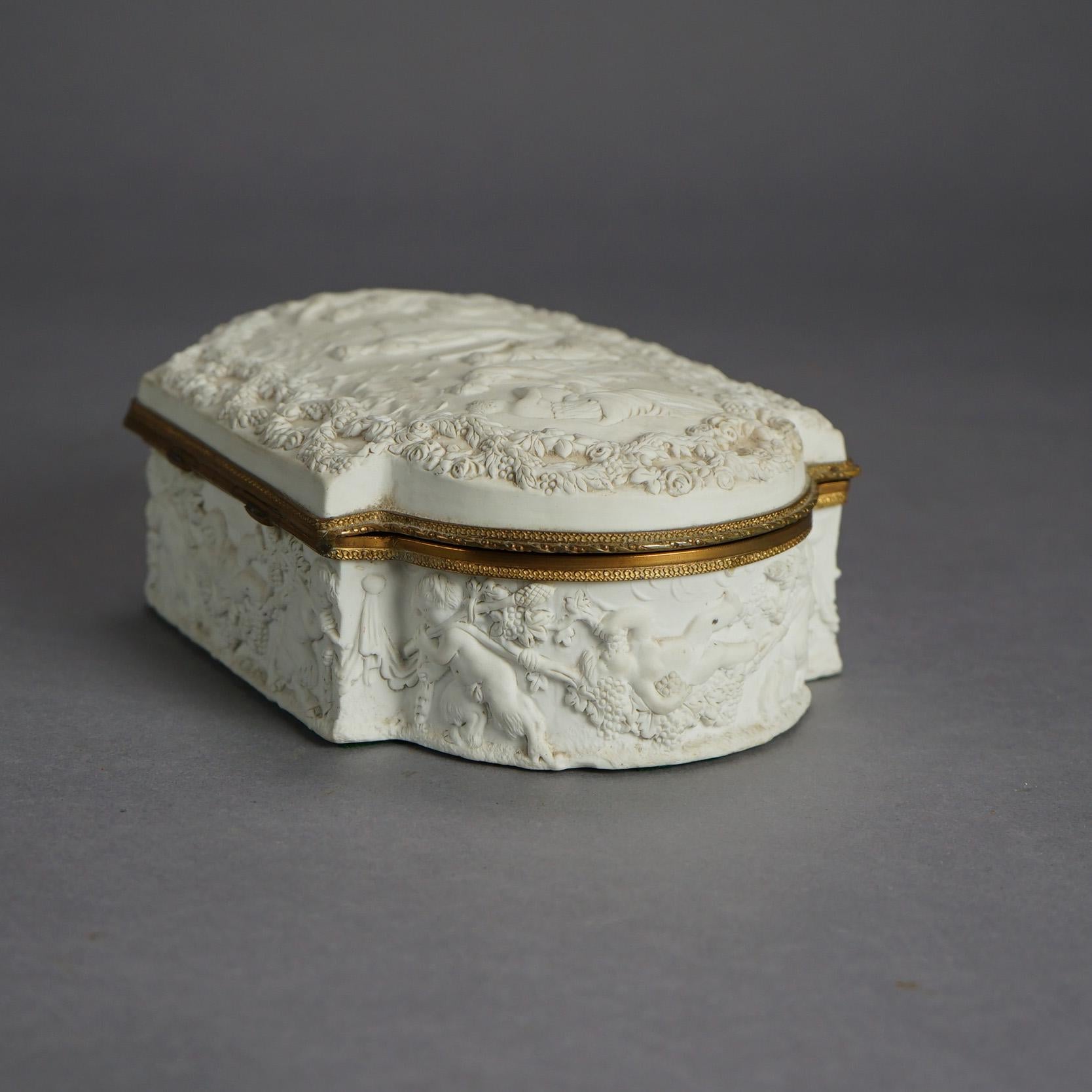 Sevres Parian Bridal Dresser Box, High Relief Classical Scene & Figures 19thC 9