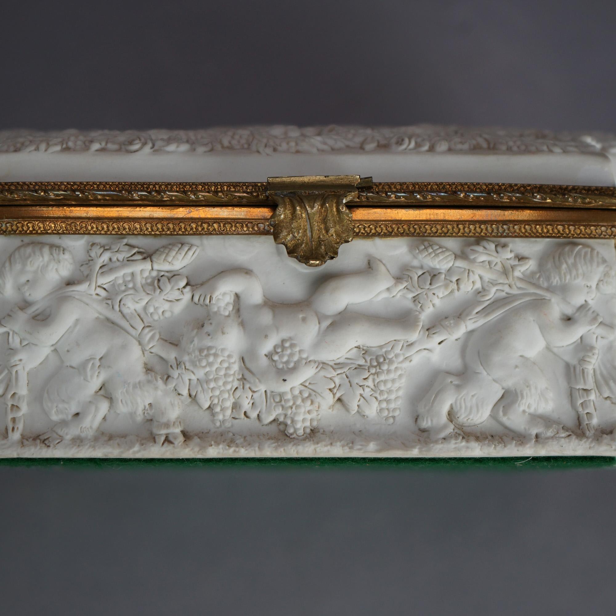 Sevres Parian Bridal Dresser Box, High Relief Classical Scene & Figures 19thC 12