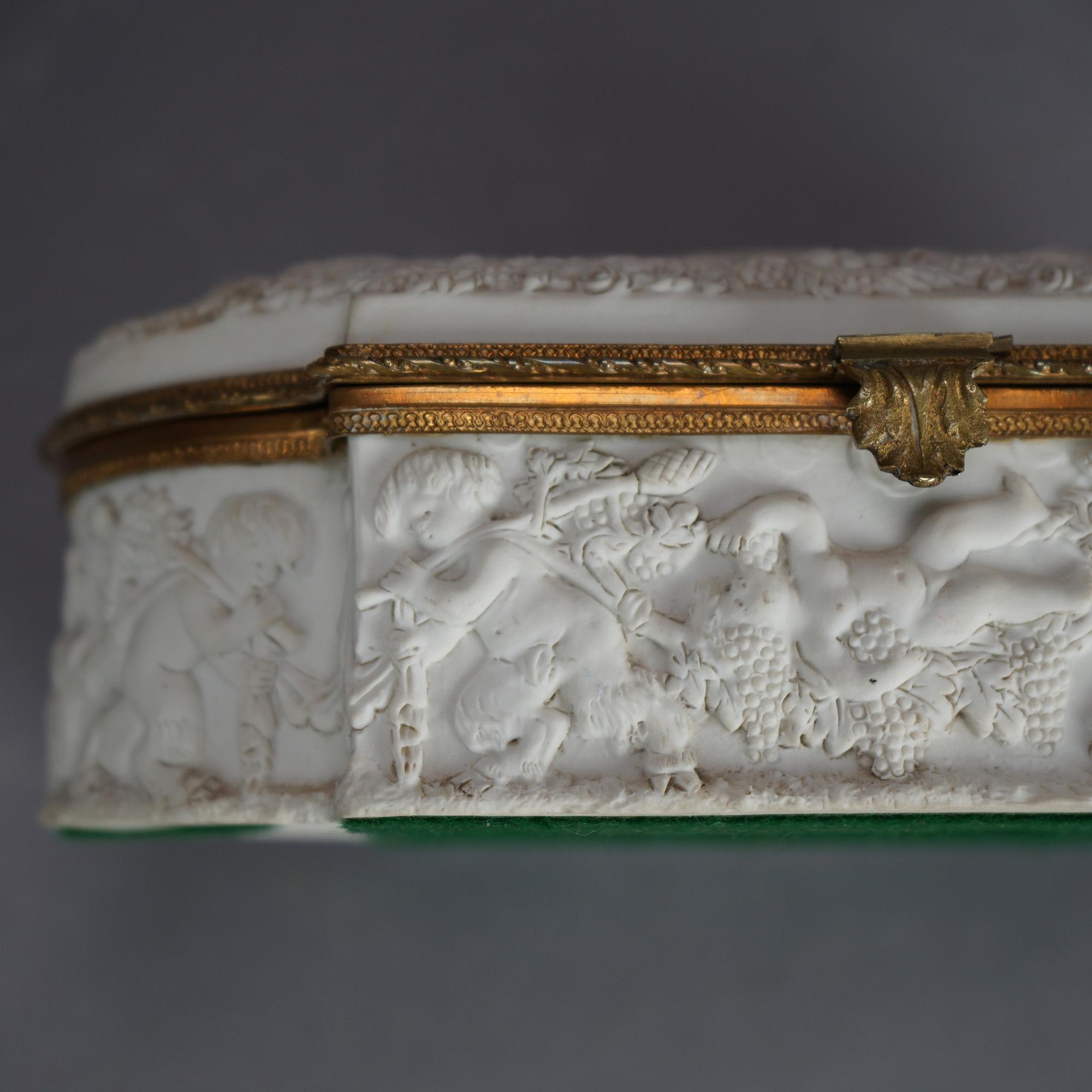 Sevres Parian Bridal Dresser Box, High Relief Classical Scene & Figures 19thC 13
