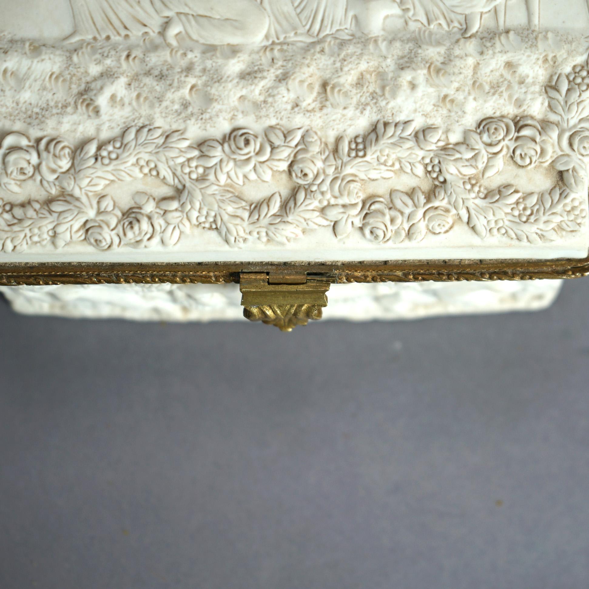 Sevres Parian Bridal Dresser Box, High Relief Classical Scene & Figures 19thC 15