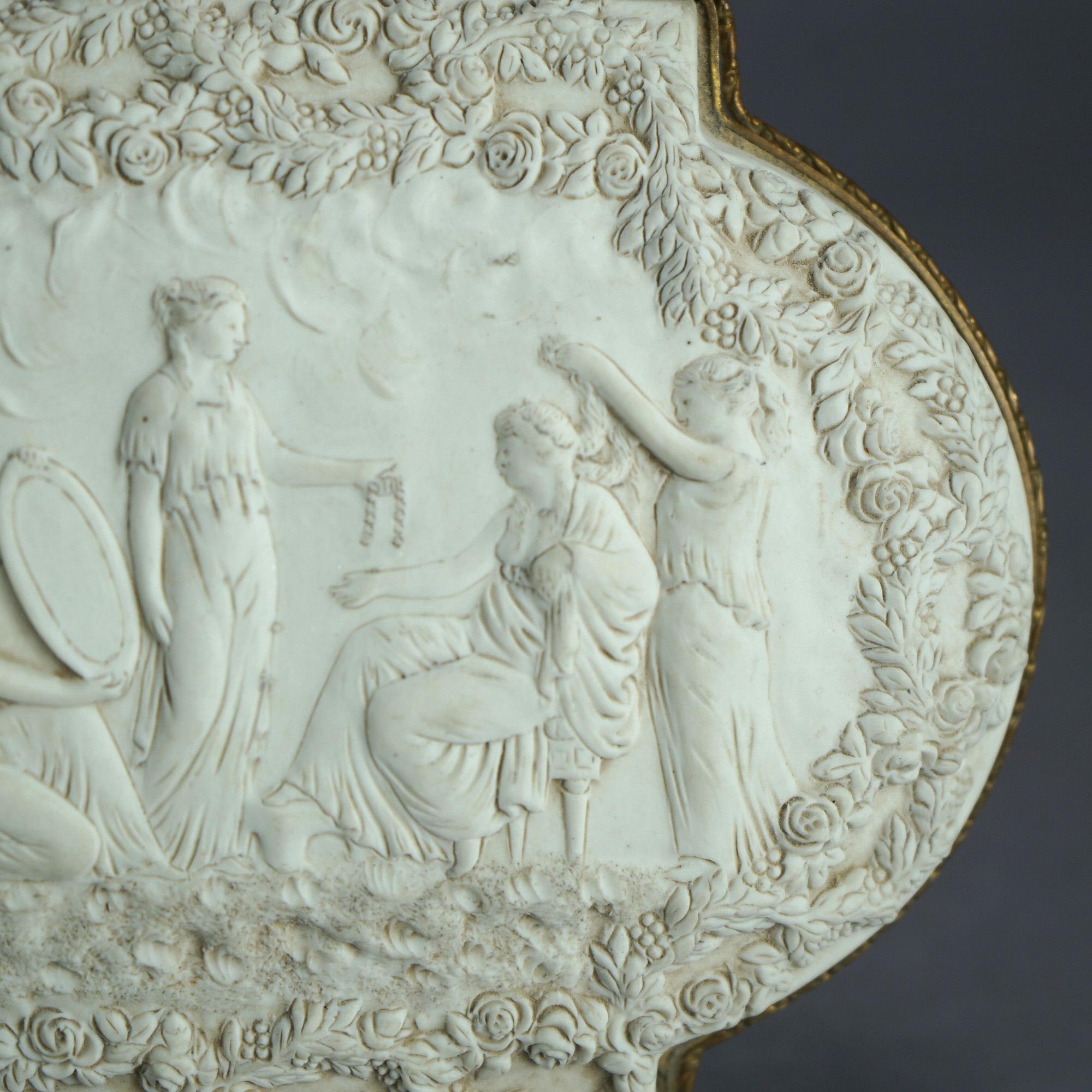 19th Century Sevres Parian Bridal Dresser Box, High Relief Classical Scene & Figures 19thC