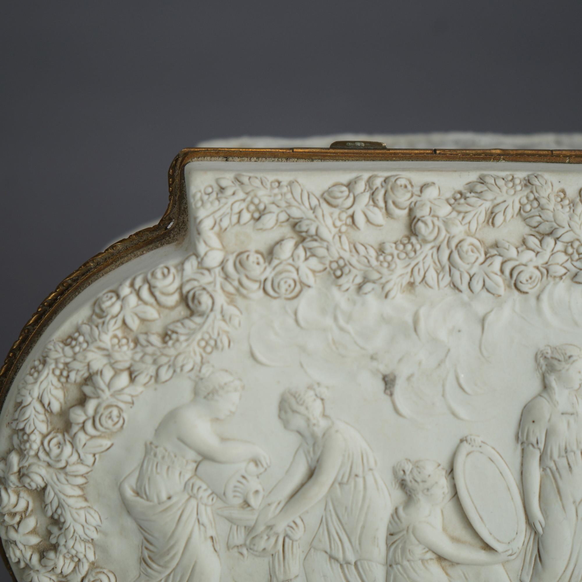 Sevres Parian Bridal Dresser Box, High Relief Classical Scene & Figures 19thC 2