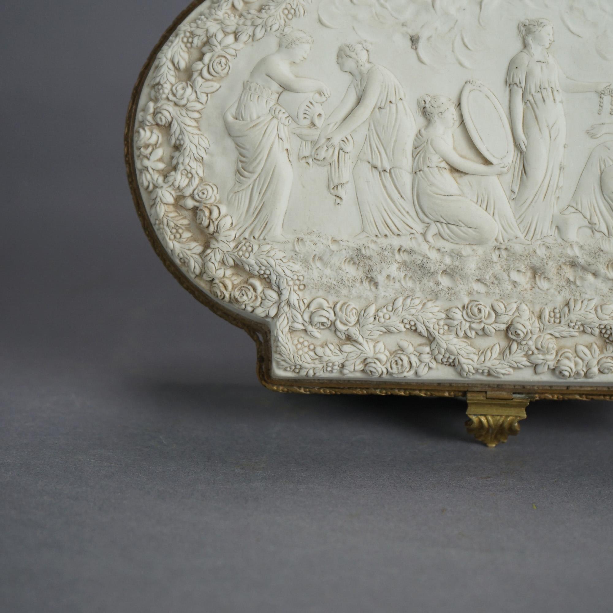 Sevres Parian Bridal Dresser Box, High Relief Classical Scene & Figures 19thC 4