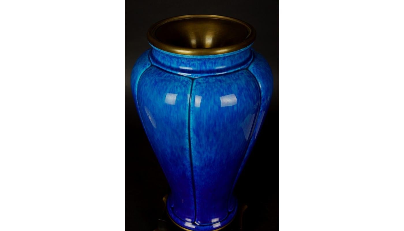 Sevres Paul Milet Ceramic Art Deco Cobalt Blue Urn or Lidded Vase 1920-1930 In Good Condition For Sale In Liverpool, GB