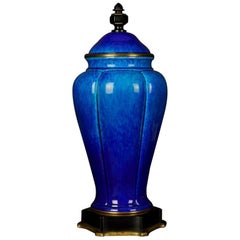 Sevres Paul Milet Ceramic Art Deco Cobalt Blue Urn or Lidded Vase 1920-1930