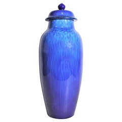 Sèvres Paul Milet Céramique Art Déco Urne ou Vase à couvercle bleu cobalt