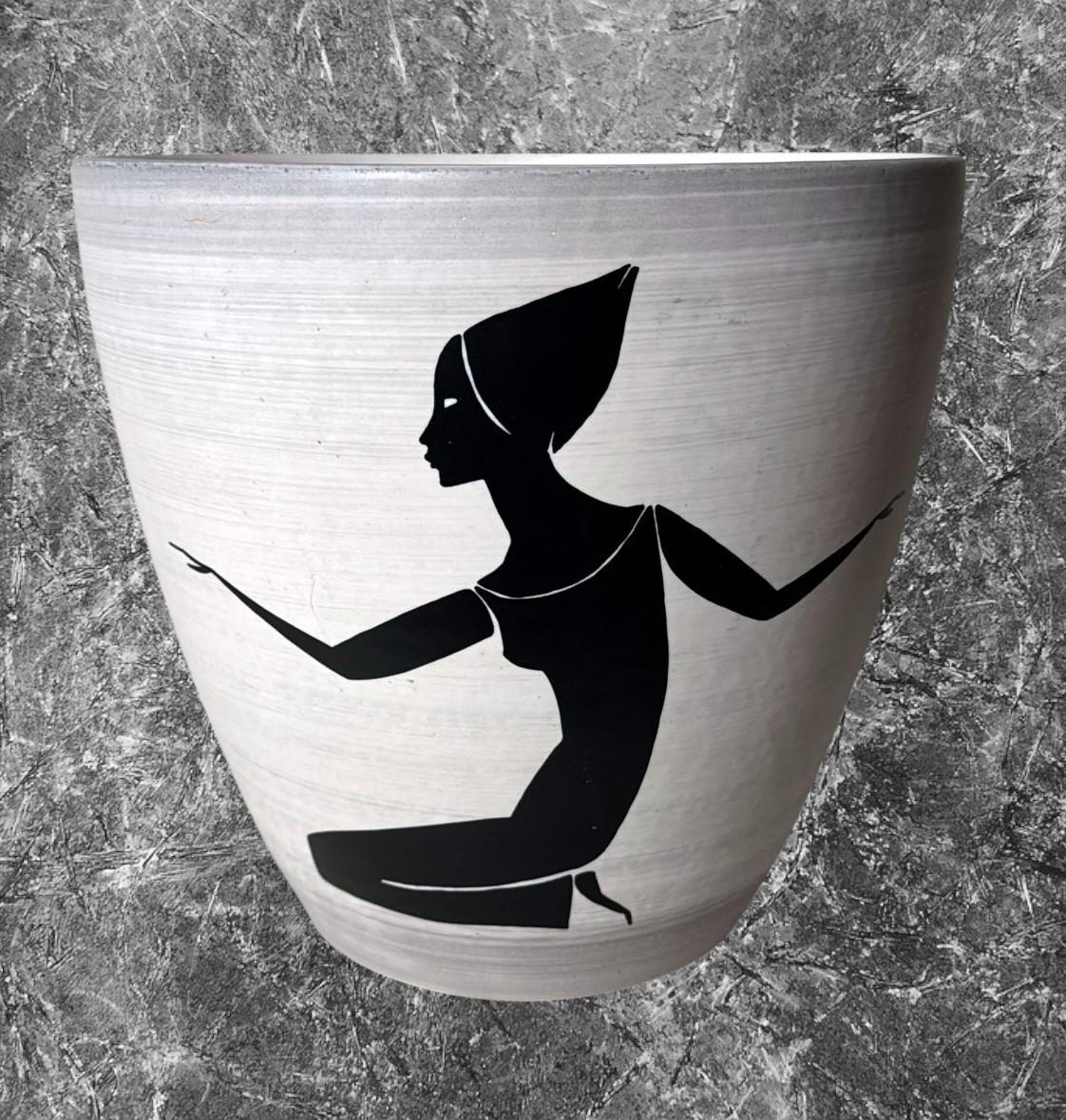 Peint à la main Sèvres Paul Milet  Cache-pot français moderniste en grès peint à la main en vente