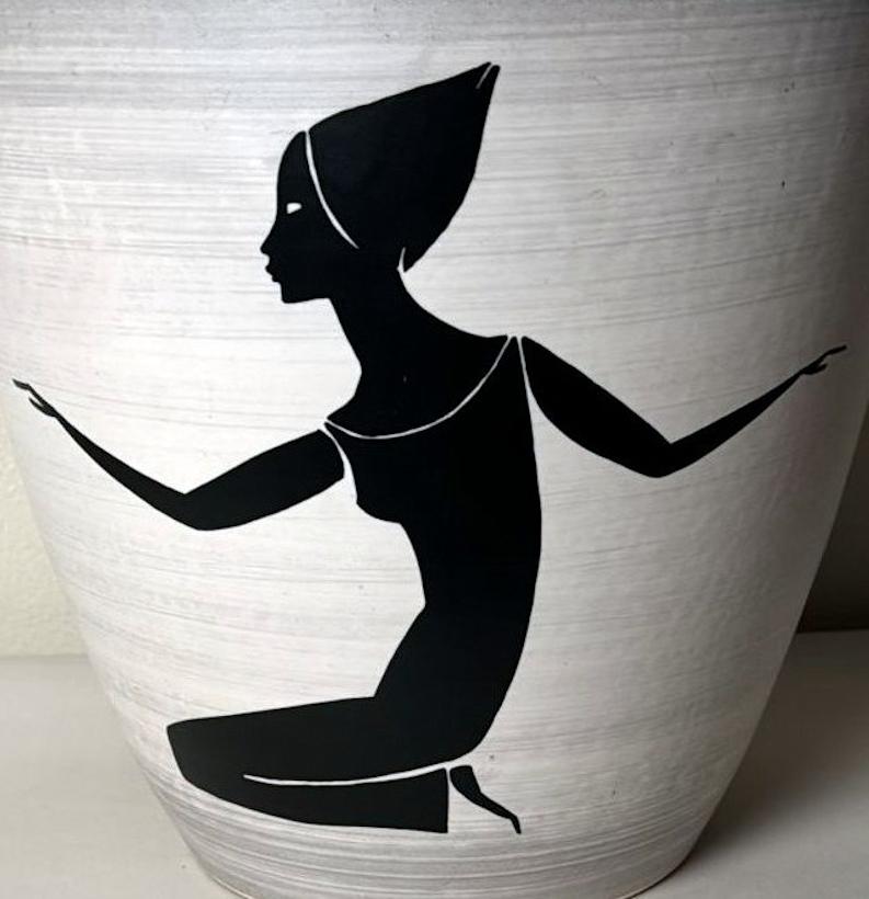 Sèvres Paul Milet  Cache-pot français moderniste en grès peint à la main Bon état - En vente à Prato, Tuscany