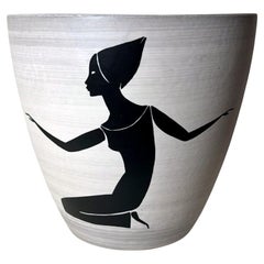 Sèvres Paul Milet  Modernist French Cachepot In Hand-Painted Stoneware