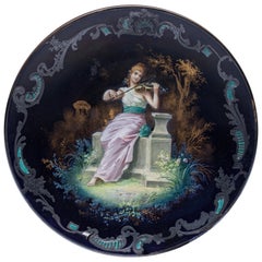 Sèvres Plate with Silver Inlay Signed V. Bernard