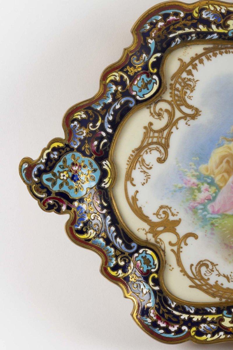 Cloissoné Sèvres Porcelain and Cloisonné Bronze Tray