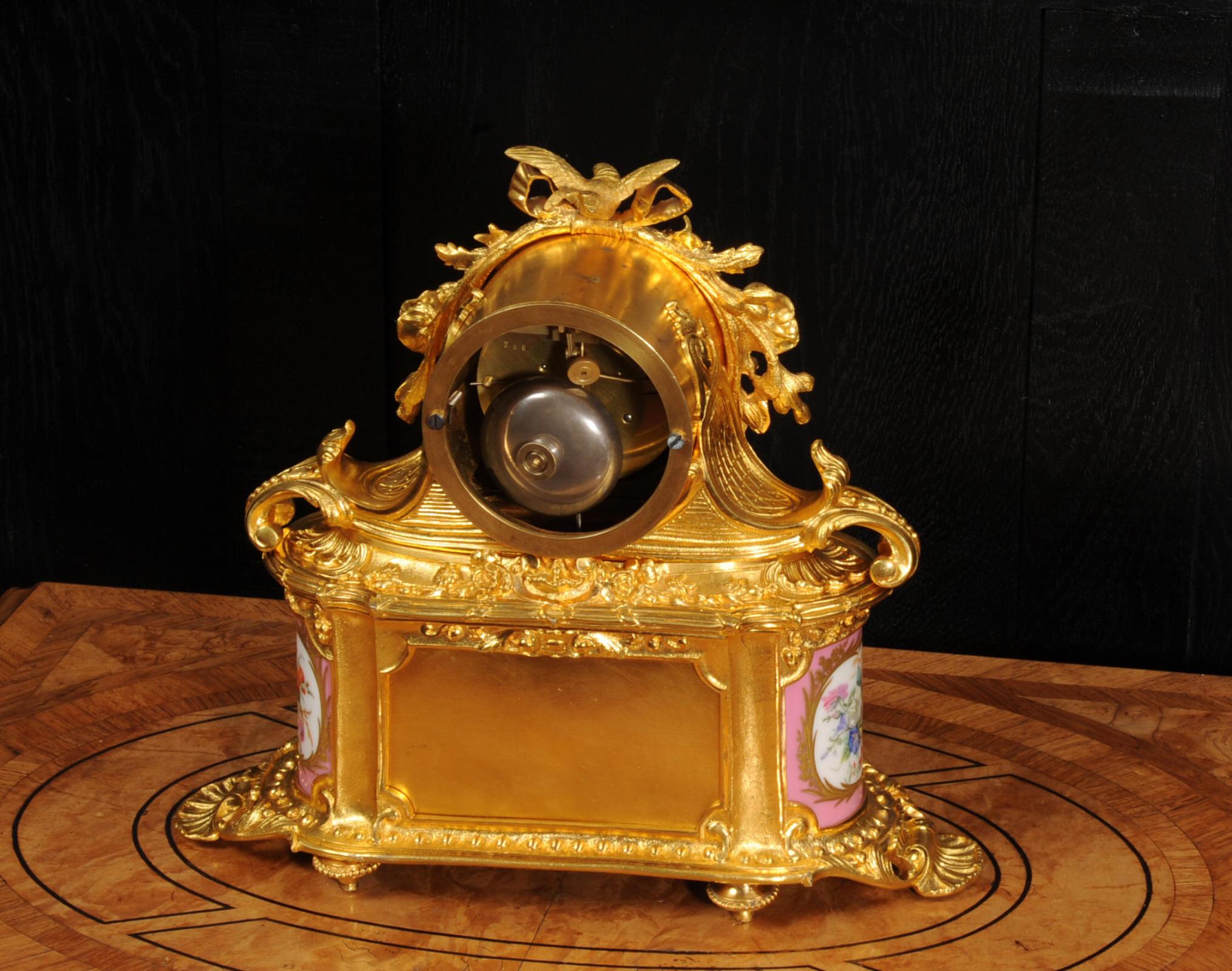 Sevres Porcelain and Ormolu Antique French Boudoir Clock 6