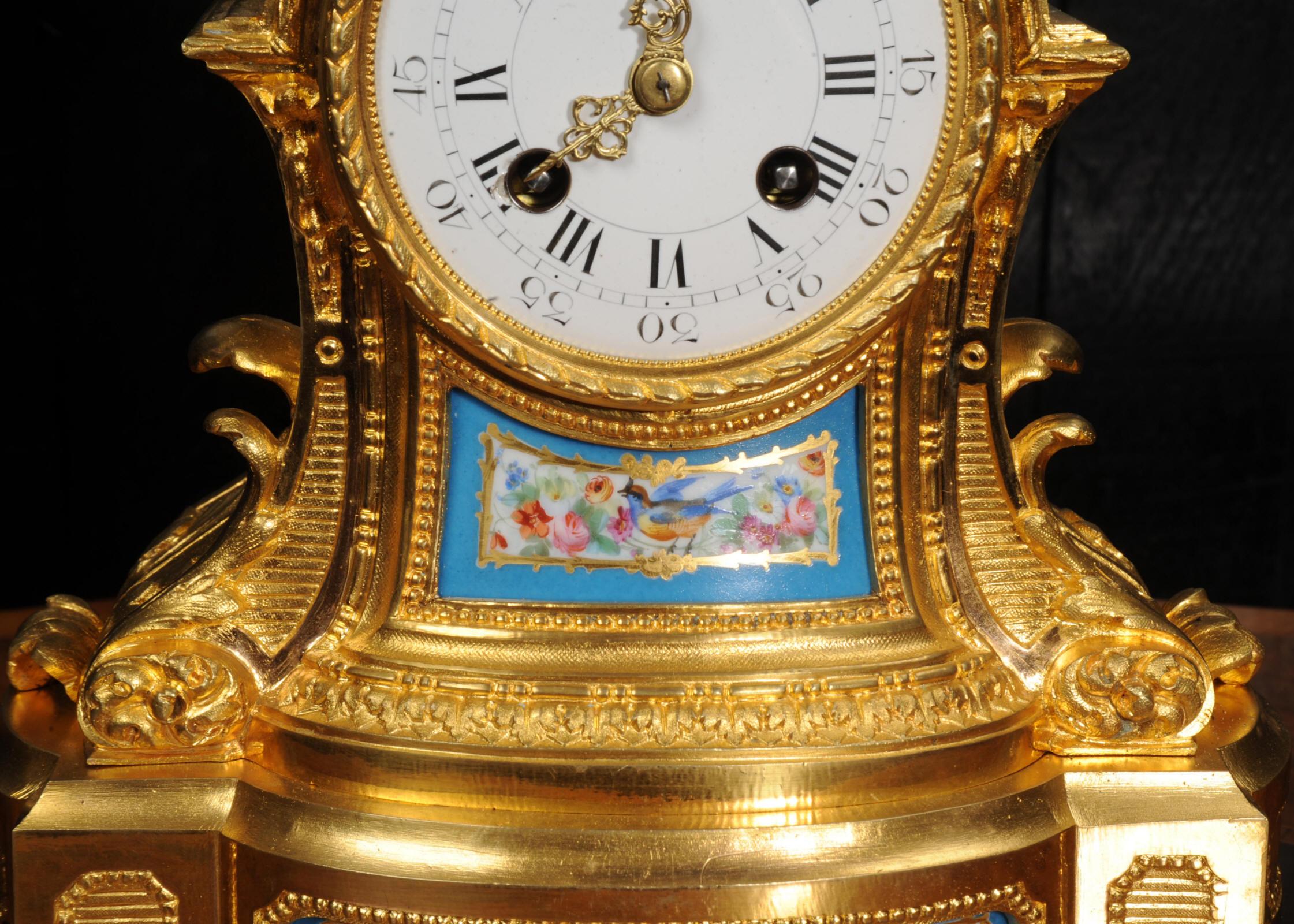 Sevres Porcelain and Ormolu Antique French Clock  by Miroy Frères For Sale 9