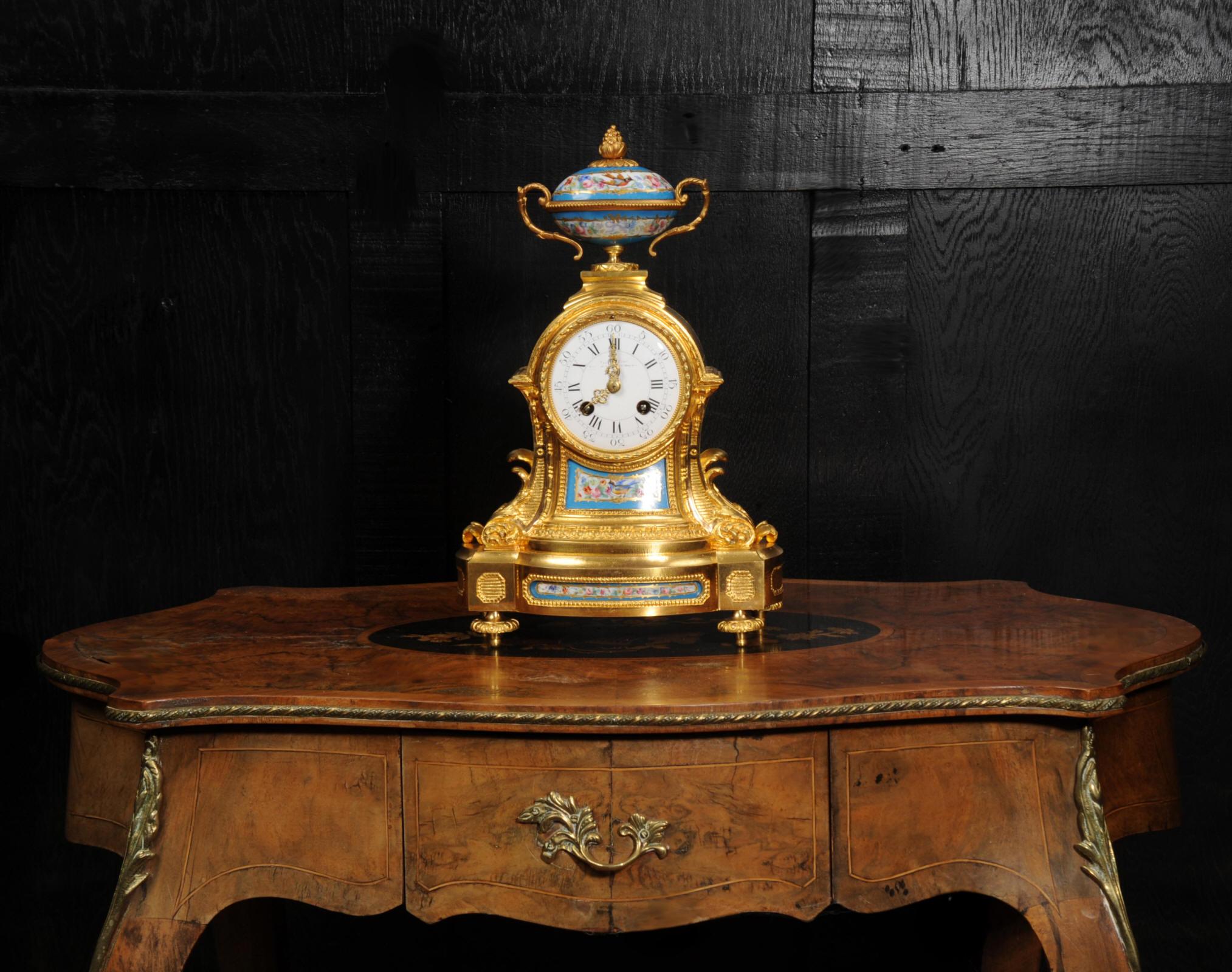 19th Century Sevres Porcelain and Ormolu Antique French Clock  by Miroy Frères For Sale