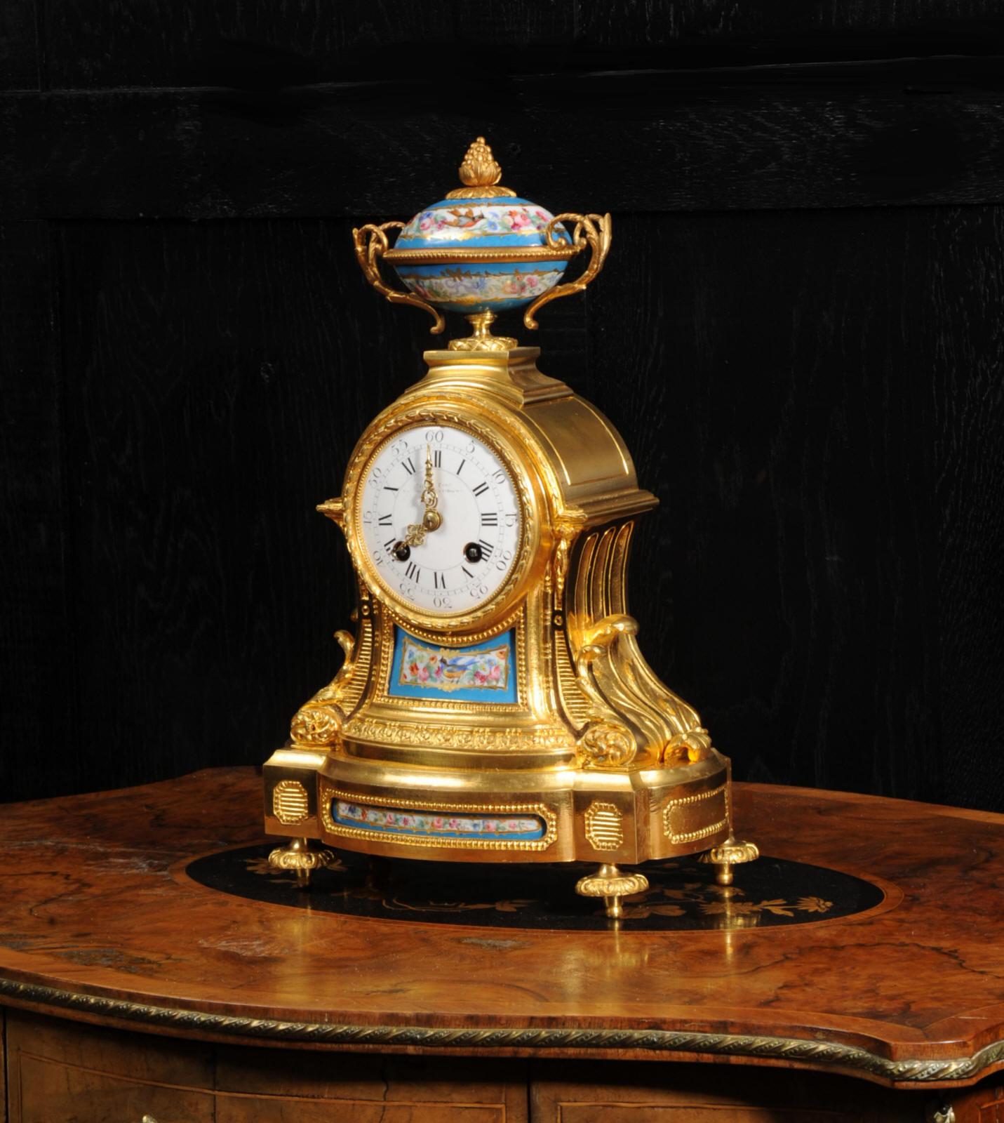 Sevres Porcelain and Ormolu Antique French Clock  by Miroy Frères For Sale 3