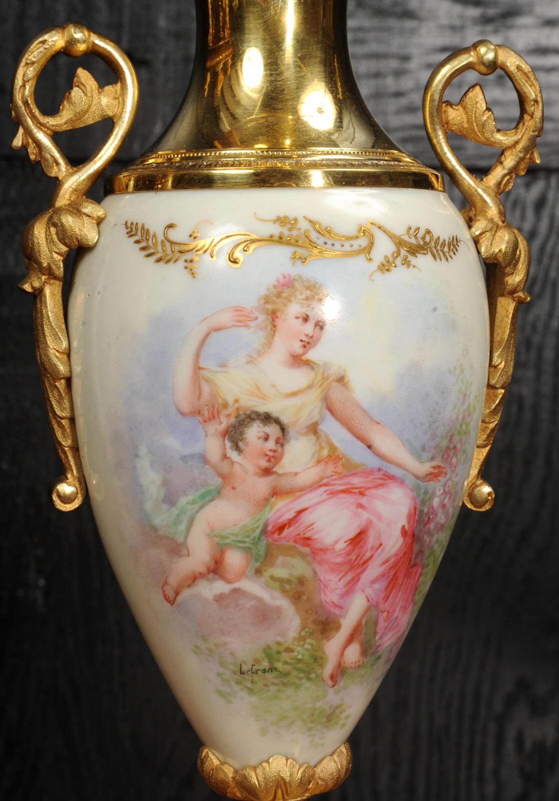 Sevres Porcelain and Ormolu Four Glass Antique French Clock Set 8