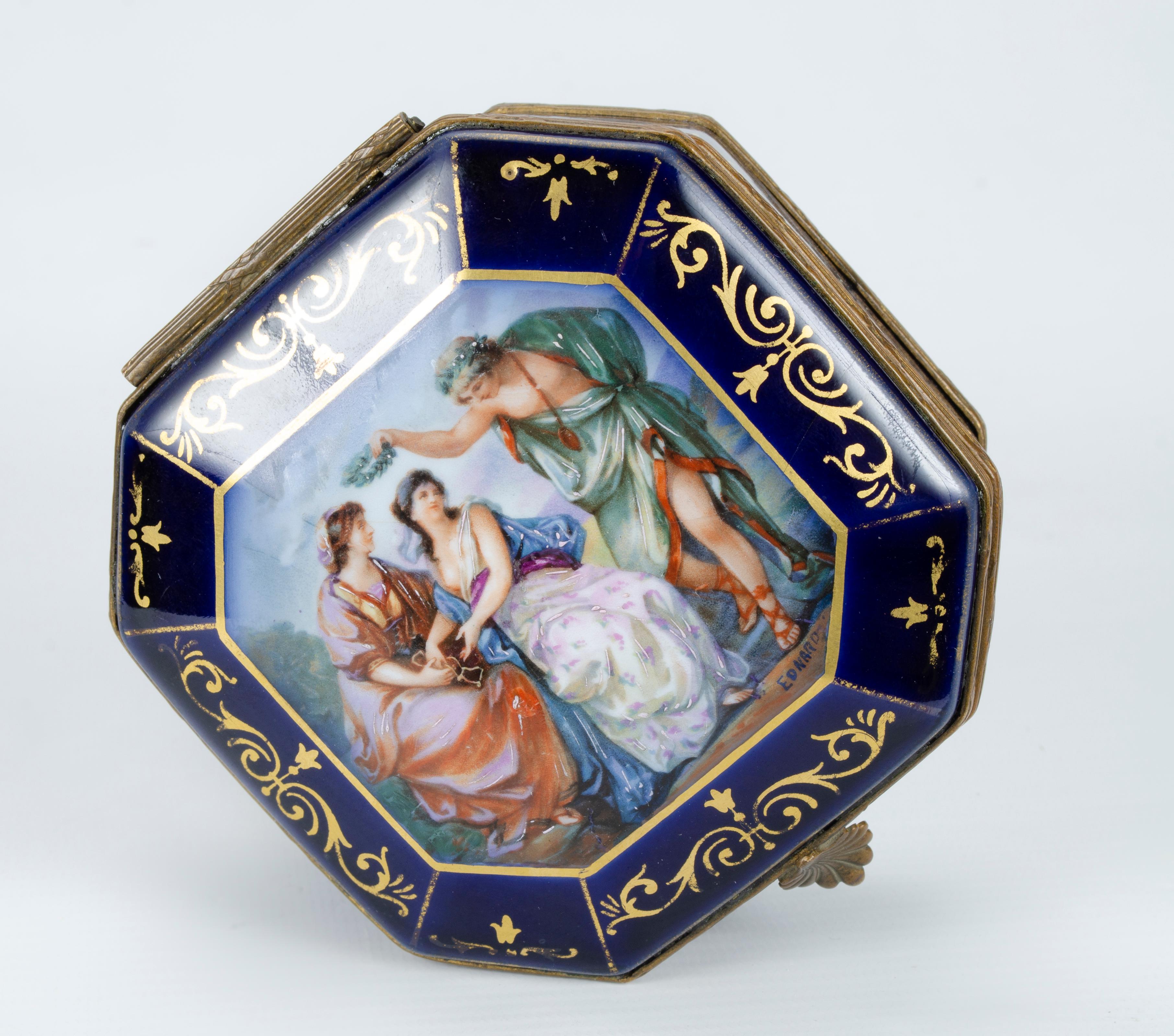 French Sevres Porcelain Box For Sale