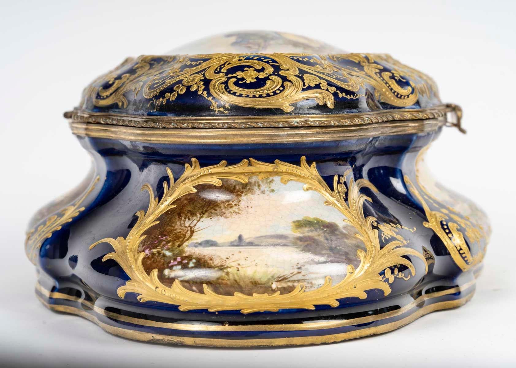 Sèvres Porcelain Box, Gilt Brass Mounting, 19th Century, Napoleon III Period. 1