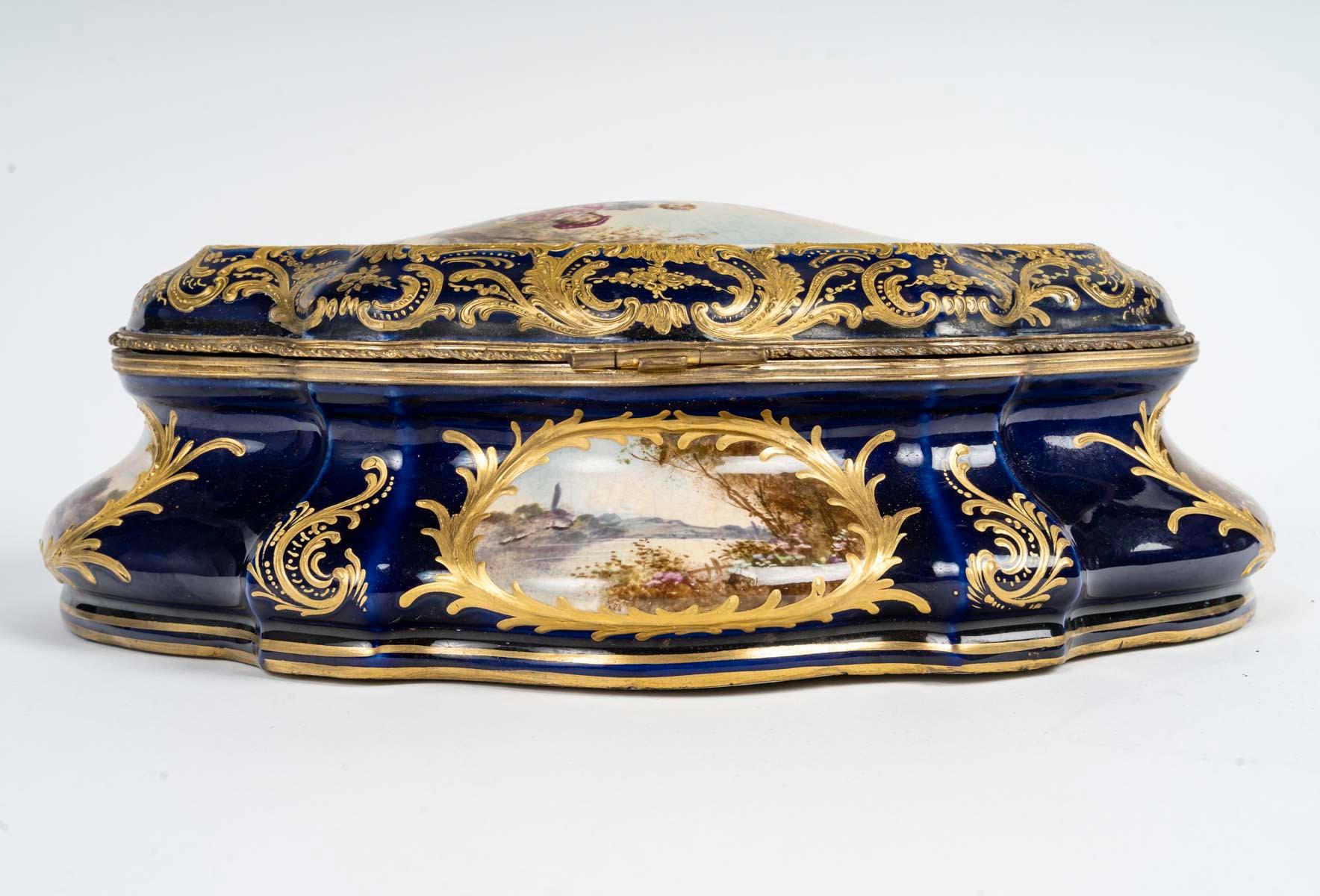 Sèvres Porcelain Box, Gilt Brass Mounting, 19th Century, Napoleon III Period. 2