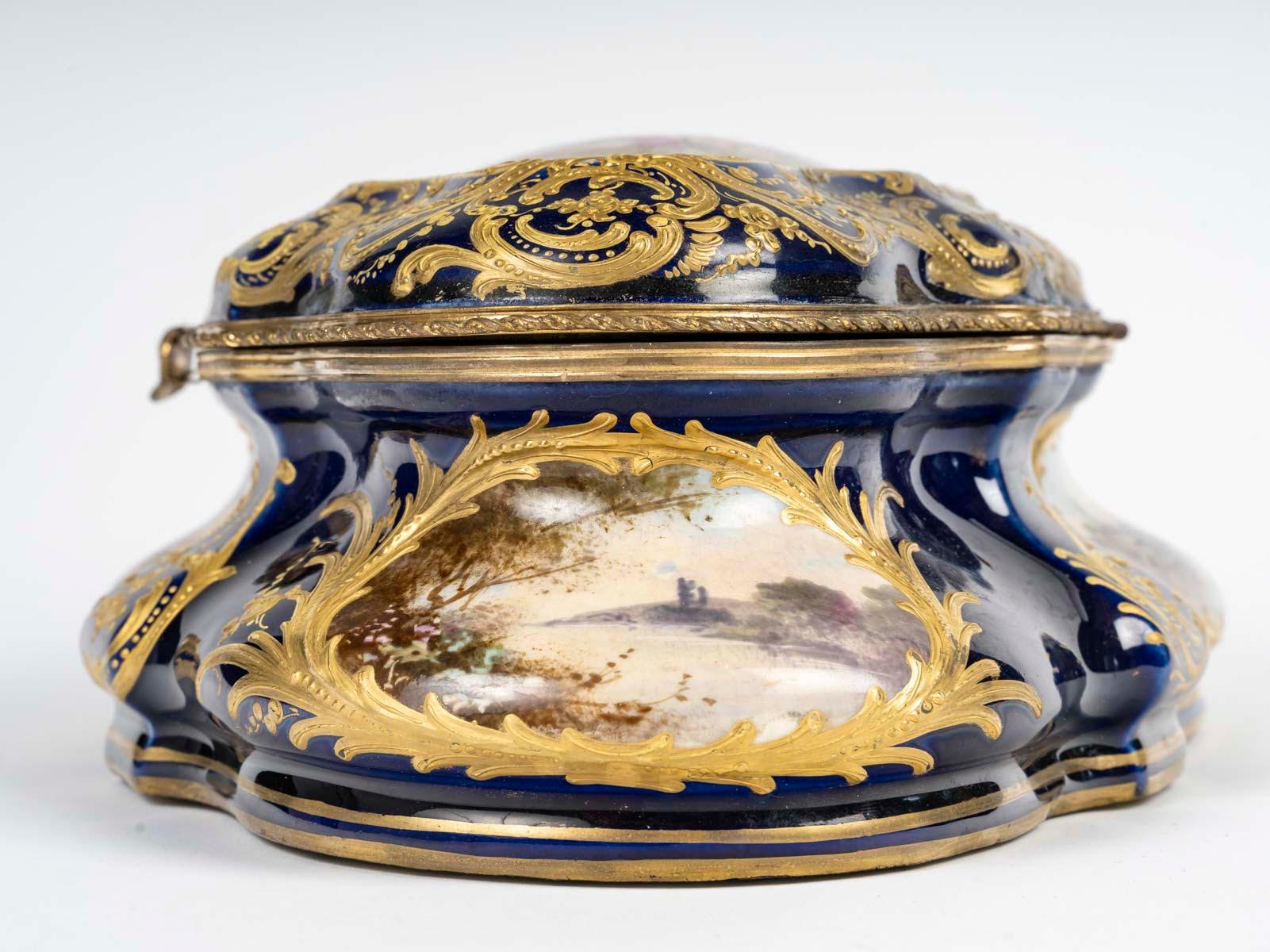 Sèvres Porcelain Box, Gilt Brass Mounting, 19th Century, Napoleon III Period. 3