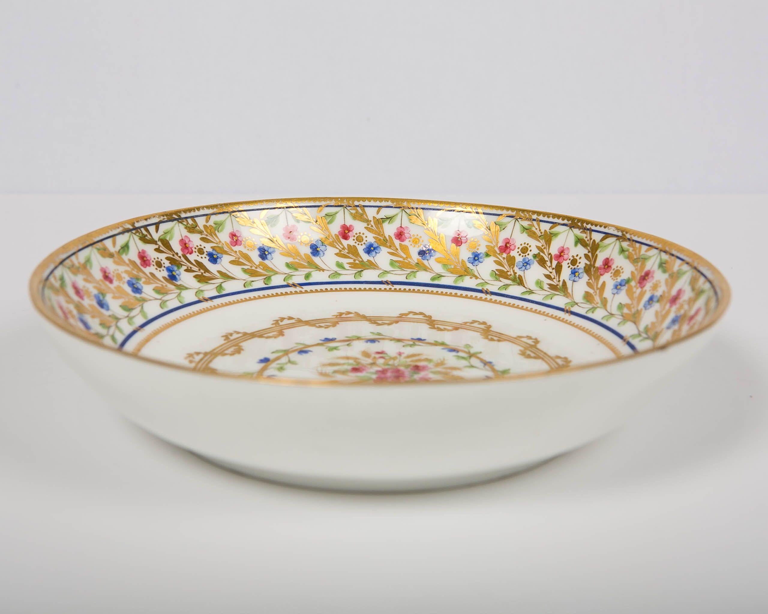 Sèvres Porcelain Dish Made 1793-1798 Marked Painted by D. Massy & Sèvres 1