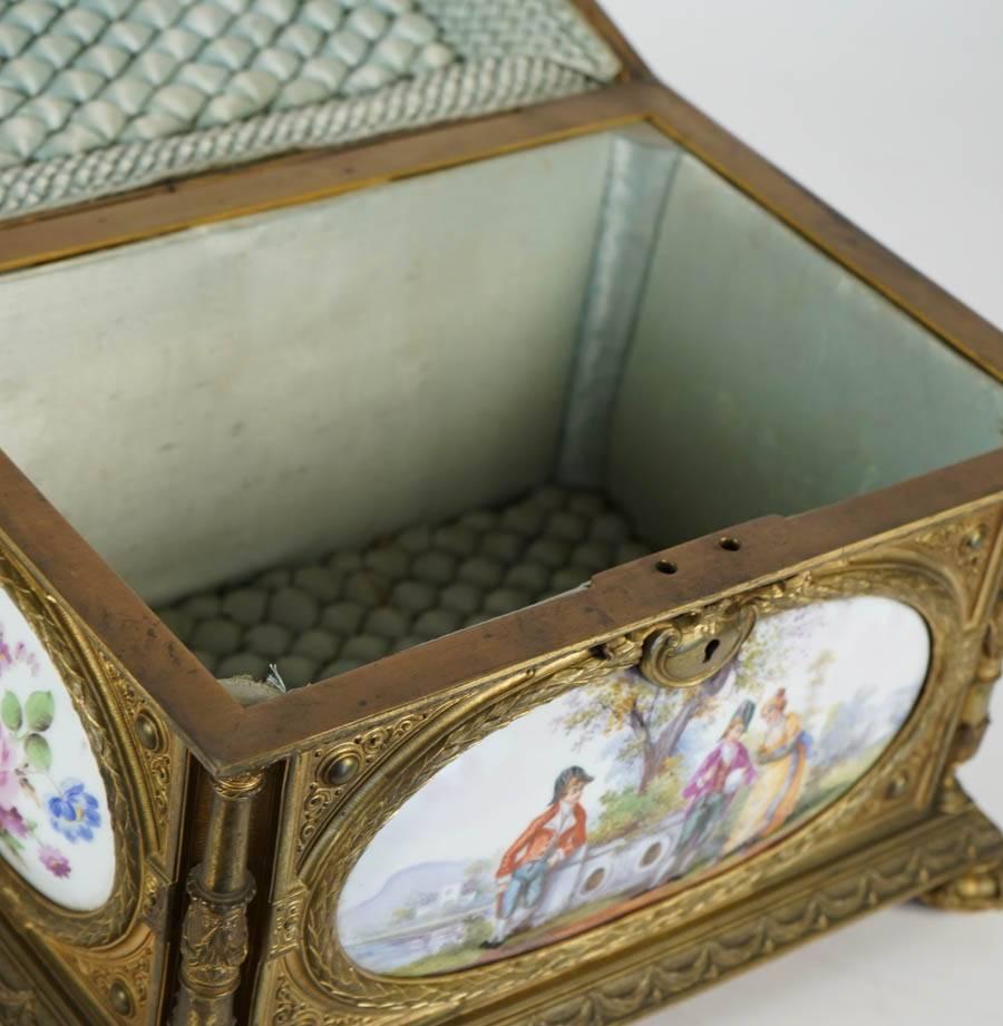 Sevres Porcelain Gilt Bronze Mounted Jewelry Box Casket For Sale 3