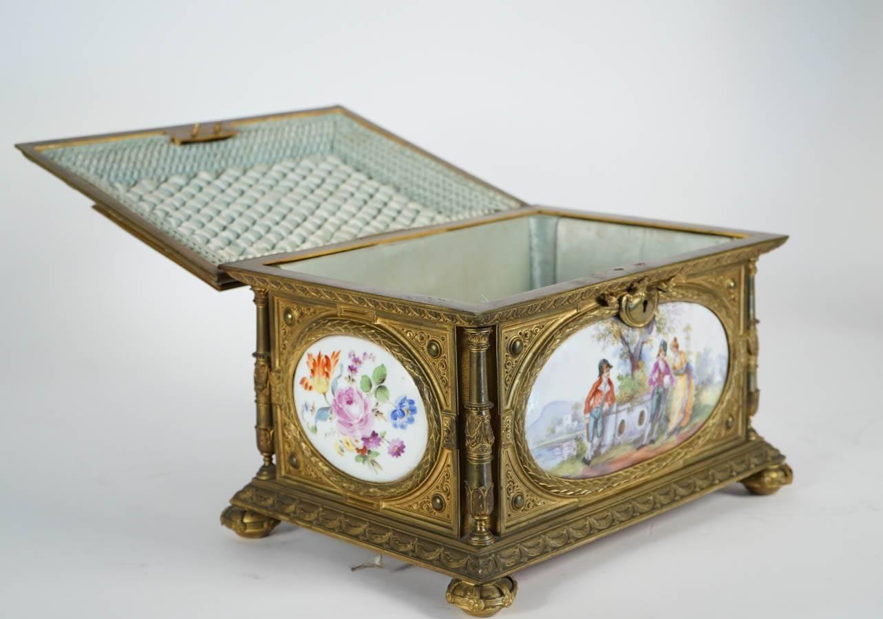 Sevres Porcelain Gilt Bronze Mounted Jewelry Box Casket For Sale 2