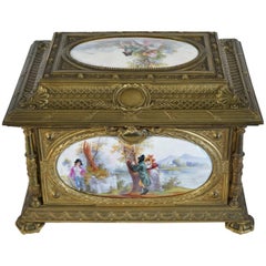 Sevres Porcelain Gilt Bronze Mounted Jewelry Box Casket