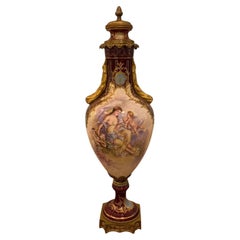 Sevres, Porcelain, Gilt Metal, Vase with Cherub and Maiden, France, 19th C.