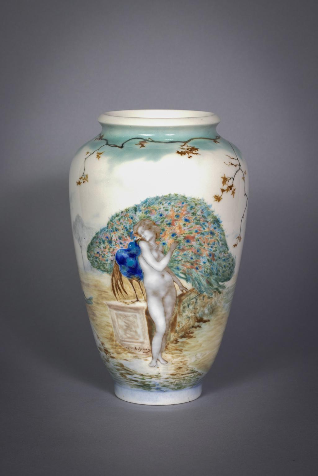 French Rare Sevres Porcelain Pate-Sure-Pate Art Nouveau Vase, Dated 1911 For Sale