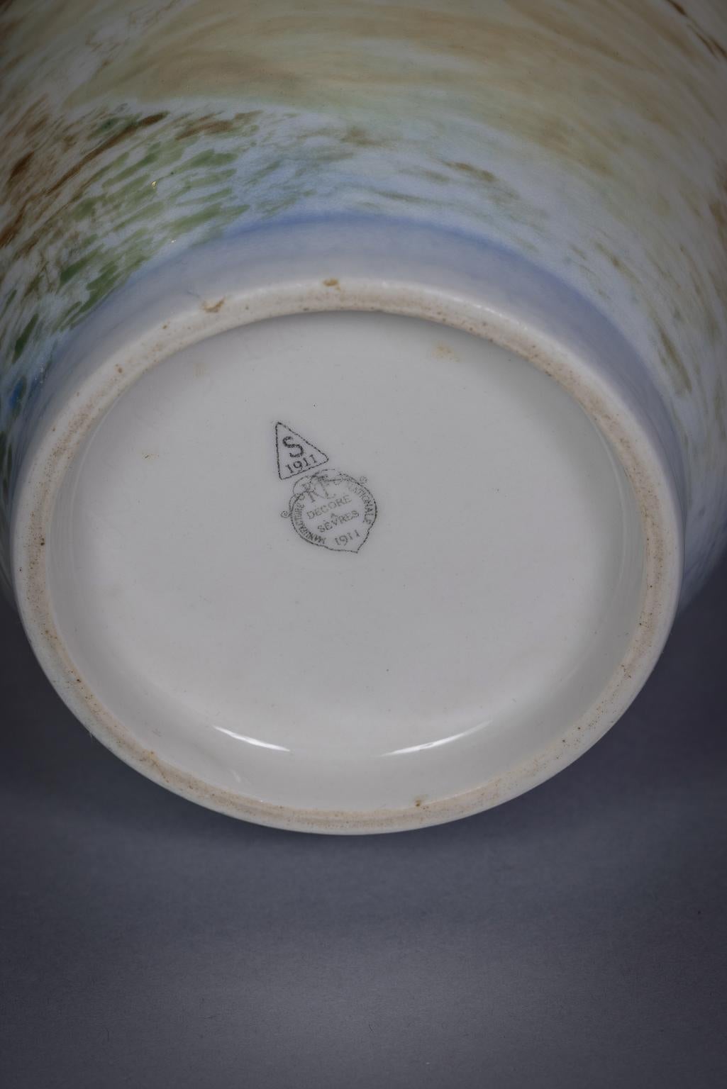 Rare Sevres Porcelain Pate-Sure-Pate Art Nouveau Vase, Dated 1911 For Sale 4