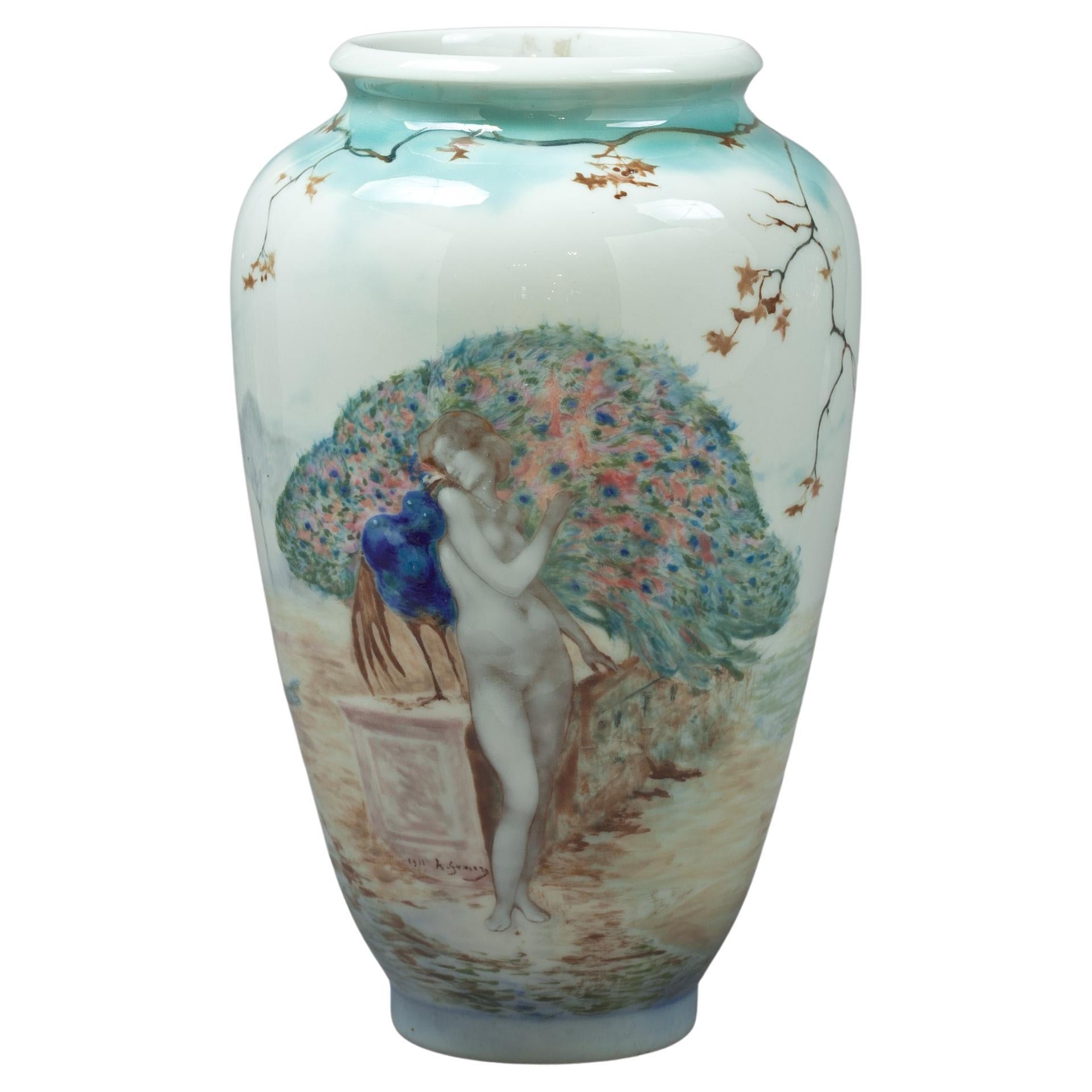 Rare Sevres Porcelain Pate-Sure-Pate Art Nouveau Vase, Dated 1911 For Sale