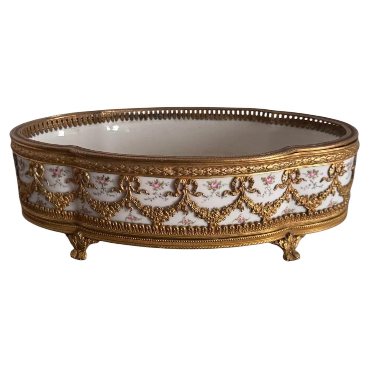 Sèvres Porcelain Jardinière with Bronze Mounts, 19th Century, Louis XVI Style